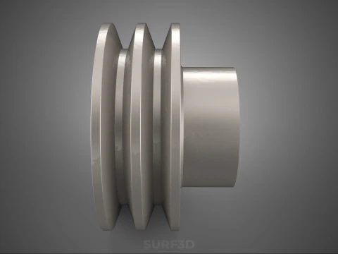 STANDARD 2 TWO DOUBLE GROOVE TRACK PULLEY SHEAVE WHEEL BELT GEAR 3D Model