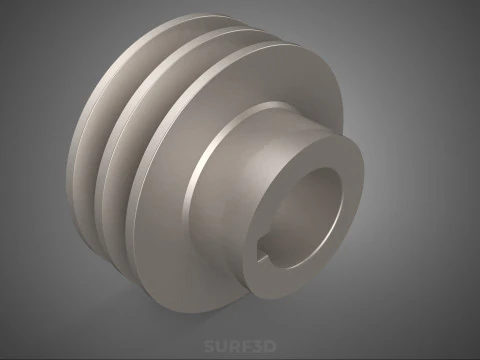 STANDARD 2 TWO DOUBLE GROOVE TRACK PULLEY SHEAVE WHEEL BELT GEAR 3D Model