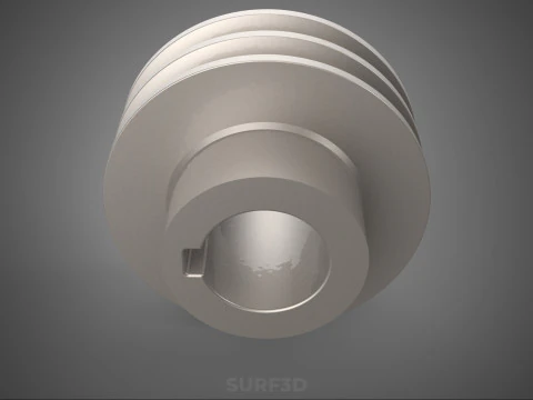 STANDARD 2 TWO DOUBLE GROOVE TRACK PULLEY SHEAVE WHEEL BELT GEAR 3D Model
