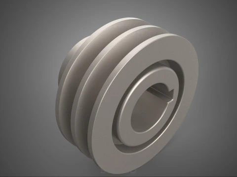 STANDARD 2 TWO DOUBLE GROOVE TRACK PULLEY SHEAVE WHEEL BELT GEAR 3D Model