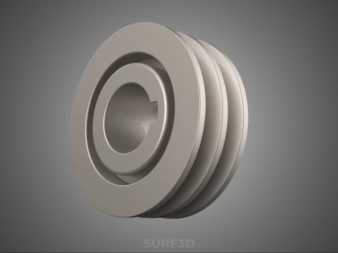 STANDARD 2 TWO DOUBLE GROOVE TRACK PULLEY SHEAVE WHEEL BELT GEAR 3D Model