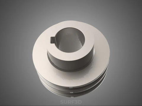 STANDARD 2 TWO DOUBLE GROOVE TRACK PULLEY SHEAVE WHEEL BELT GEAR 3D Model