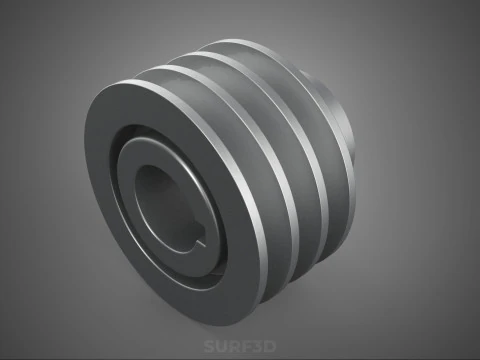 PADR&Atilde;O 3 TR&Ecirc;S TR&Ecirc;S RANHURAS TRILHA POLIA ROLHA RODA ENGRENAGEM FE Modelo 3D