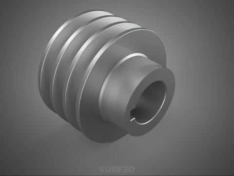 PADR&Atilde;O 3 TR&Ecirc;S TR&Ecirc;S RANHURAS TRILHA POLIA ROLHA RODA ENGRENAGEM FE Modelo 3D