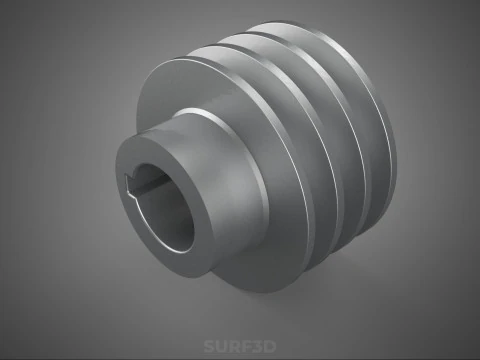 PADR&Atilde;O 3 TR&Ecirc;S TR&Ecirc;S RANHURAS TRILHA POLIA ROLHA RODA ENGRENAGEM FE Modelo 3D