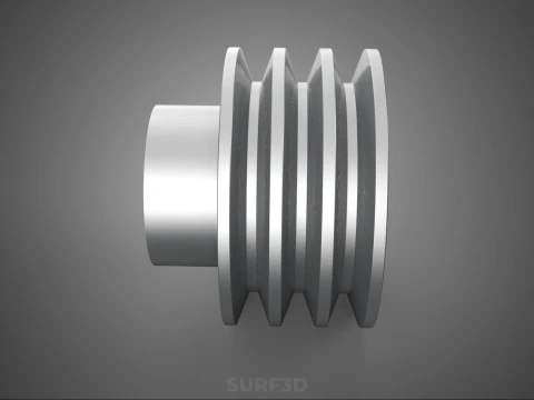 PADR&Atilde;O 3 TR&Ecirc;S TR&Ecirc;S RANHURAS TRILHA POLIA ROLHA RODA ENGRENAGEM FE Modelo 3D