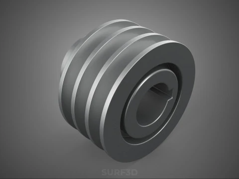 PADR&Atilde;O 3 TR&Ecirc;S TR&Ecirc;S RANHURAS TRILHA POLIA ROLHA RODA ENGRENAGEM FE Modelo 3D