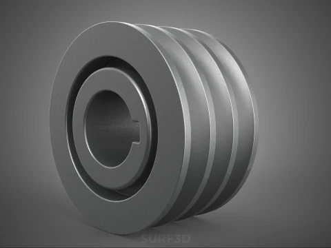 PADR&Atilde;O 3 TR&Ecirc;S TR&Ecirc;S RANHURAS TRILHA POLIA ROLHA RODA ENGRENAGEM FE Modelo 3D
