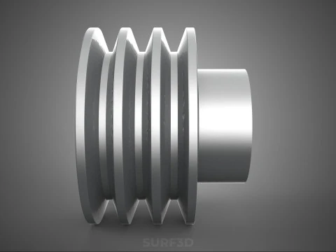 PADR&Atilde;O 3 TR&Ecirc;S TR&Ecirc;S RANHURAS TRILHA POLIA ROLHA RODA ENGRENAGEM FE Modelo 3D