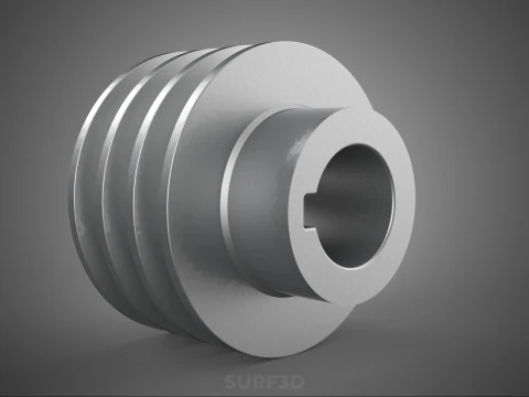 PADR&Atilde;O 3 TR&Ecirc;S TR&Ecirc;S RANHURAS TRILHA POLIA ROLHA RODA ENGRENAGEM FE Modelo 3D
