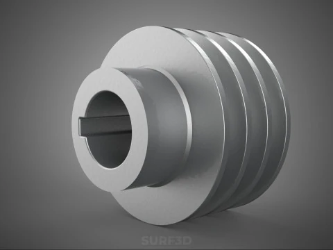 PADR&Atilde;O 3 TR&Ecirc;S TR&Ecirc;S RANHURAS TRILHA POLIA ROLHA RODA ENGRENAGEM FE Modelo 3D