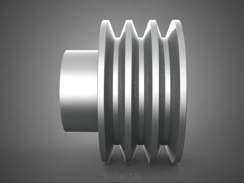 PADR&Atilde;O 3 TR&Ecirc;S TR&Ecirc;S RANHURAS TRILHA POLIA ROLHA RODA ENGRENAGEM FE Modelo 3D