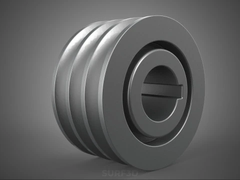PADR&Atilde;O 3 TR&Ecirc;S TR&Ecirc;S RANHURAS TRILHA POLIA ROLHA RODA ENGRENAGEM FE Modelo 3D