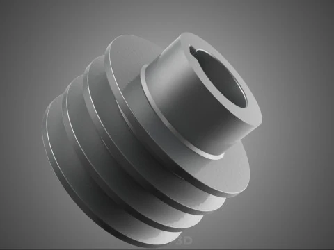 PADR&Atilde;O 3 TR&Ecirc;S TR&Ecirc;S RANHURAS TRILHA POLIA ROLHA RODA ENGRENAGEM FE Modelo 3D