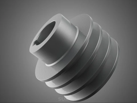 PADR&Atilde;O 3 TR&Ecirc;S TR&Ecirc;S RANHURAS TRILHA POLIA ROLHA RODA ENGRENAGEM FE Modelo 3D