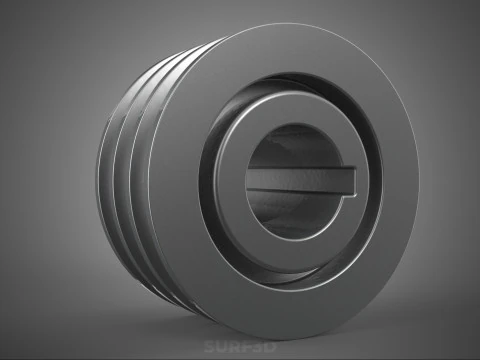 PADR&Atilde;O 3 TR&Ecirc;S TR&Ecirc;S RANHURAS TRILHA POLIA ROLHA RODA ENGRENAGEM FE Modelo 3D