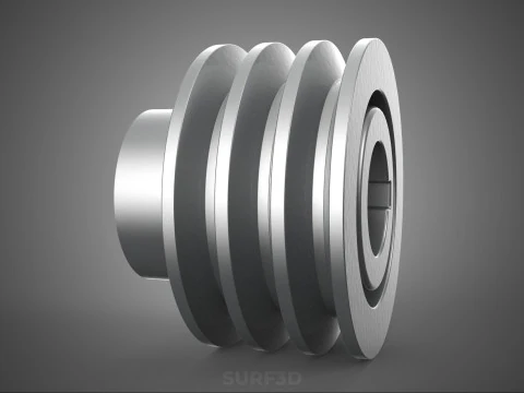 PADR&Atilde;O 3 TR&Ecirc;S TR&Ecirc;S RANHURAS TRILHA POLIA ROLHA RODA ENGRENAGEM FE Modelo 3D