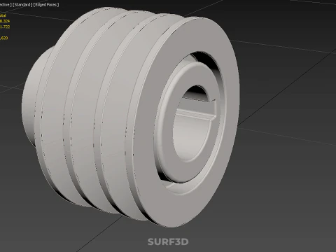 PADR&Atilde;O 3 TR&Ecirc;S TR&Ecirc;S RANHURAS TRILHA POLIA ROLHA RODA ENGRENAGEM FE Modelo 3D