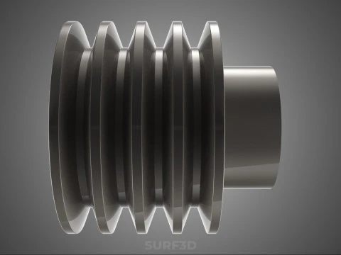 STANDARD 4 FOUR QUADRUPLE GROOVE TRACK PULLEY SHEAVE WHEEL BELT 3D Model