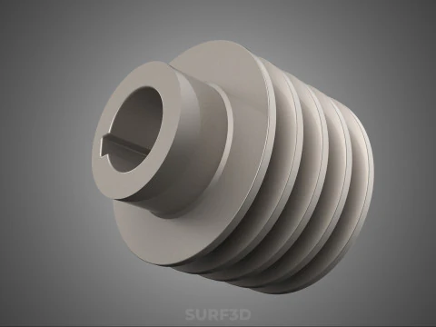 STANDARD 4 FOUR QUADRUPLE GROOVE TRACK PULLEY SHEAVE WHEEL BELT 3D Model