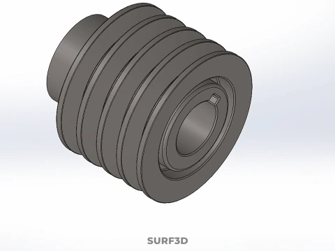 STANDARD 4 FOUR QUADRUPLE GROOVE TRACK PULLEY SHEAVE WHEEL BELT 3D Model