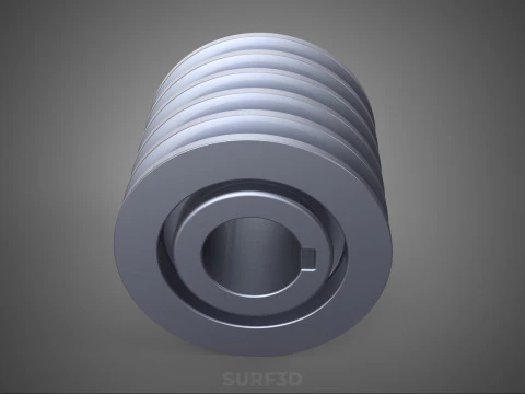 STANDARD 5 FIVE QUINTUPLE GROOVE TRACK PULLEY SHEAVE WHEEL BELT 3D Model