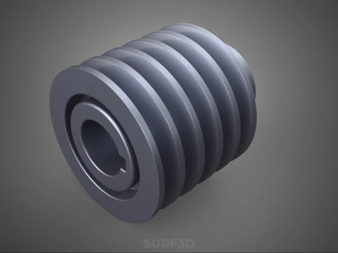 STANDARD 5 FIVE QUINTUPLE GROOVE TRACK PULLEY SHEAVE WHEEL BELT 3D Model