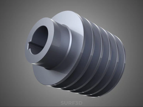 STANDARD 5 FIVE QUINTUPLE GROOVE TRACK PULLEY SHEAVE WHEEL BELT 3D Model
