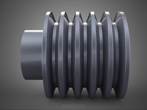 STANDARD 5 FIVE QUINTUPLE GROOVE TRACK PULLEY SHEAVE WHEEL BELT 3D Model