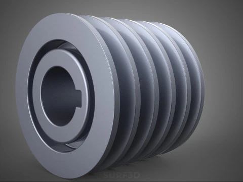STANDARD 5 FIVE QUINTUPLE GROOVE TRACK PULLEY SHEAVE WHEEL BELT 3D Model