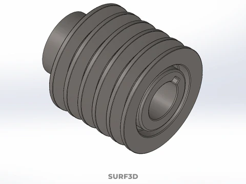 STANDARD 5 FIVE QUINTUPLE GROOVE TRACK PULLEY SHEAVE WHEEL BELT 3D Model