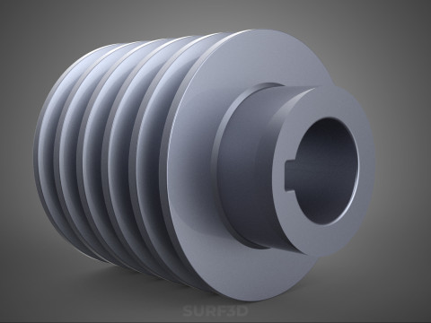 СТАНДАРТНЫЙ 5 ШКИВ С ПЯТЬЮ ПЯТЬЮ КАНАВКАМИ, ШКИВ, КОЛЕСНЫЙ РЕМЕНЬ 3D Модель