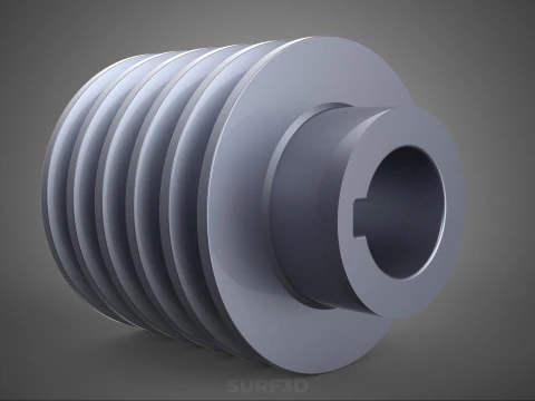 STANDARD 5 FIVE QUINTUPLE GROOVE TRACK PULLEY SHEAVE WHEEL BELT 3D Model