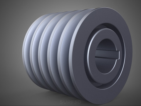 СТАНДАРТНЫЙ 5 ШКИВ С ПЯТЬЮ ПЯТЬЮ КАНАВКАМИ, ШКИВ, КОЛЕСНЫЙ РЕМЕНЬ 3D Модель