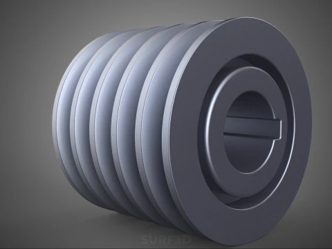 STANDARD 5 FIVE QUINTUPLE GROOVE TRACK PULLEY SHEAVE WHEEL BELT 3D Model