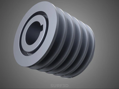 STANDARD 5 FIVE QUINTUPLE GROOVE TRACK PULLEY SHEAVE WHEEL BELT 3D Model