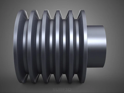 STANDARD 5 FIVE QUINTUPLE GROOVE TRACK PULLEY SHEAVE WHEEL BELT 3D Model