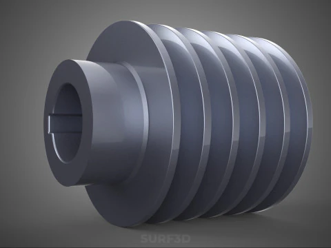 STANDARD 5 FIVE QUINTUPLE GROOVE TRACK PULLEY SHEAVE WHEEL BELT 3D Model