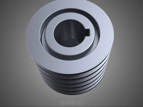 STANDARD 5 FIVE QUINTUPLE GROOVE TRACK PULLEY SHEAVE WHEEL BELT 3D Model