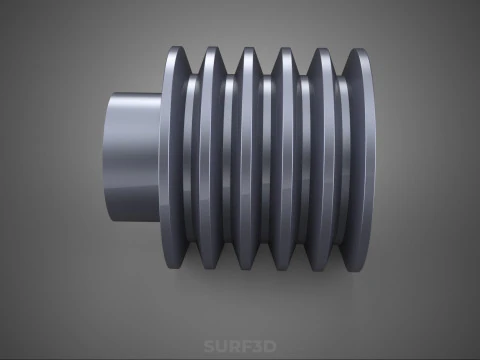 STANDARD 5 FIVE QUINTUPLE GROOVE TRACK PULLEY SHEAVE WHEEL BELT 3D Model