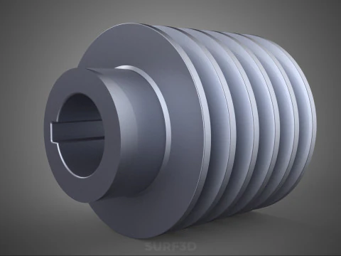 STANDARD 5 FIVE QUINTUPLE GROOVE TRACK PULLEY SHEAVE WHEEL BELT 3D Model