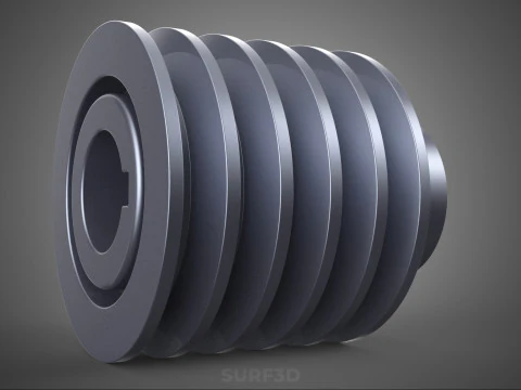 STANDARD 5 FIVE QUINTUPLE GROOVE TRACK PULLEY SHEAVE WHEEL BELT 3D Model