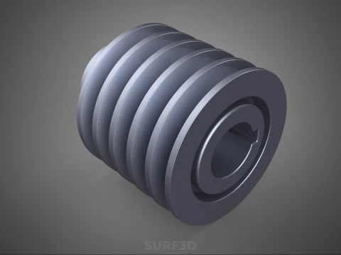 STANDARD 5 FIVE QUINTUPLE GROOVE TRACK PULLEY SHEAVE WHEEL BELT 3D Model