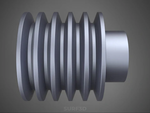 STANDARD 5 FIVE QUINTUPLE GROOVE TRACK PULLEY SHEAVE WHEEL BELT 3D Model