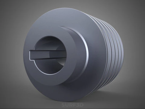 STANDARD 5 FIVE QUINTUPLE GROOVE TRACK PULLEY SHEAVE WHEEL BELT 3D Model