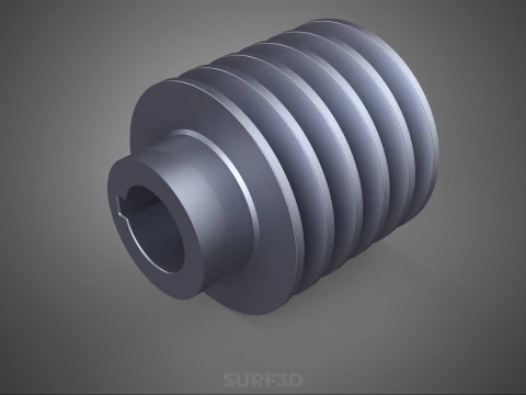 STANDARD 5 FIVE QUINTUPLE GROOVE TRACK PULLEY SHEAVE WHEEL BELT 3D Model