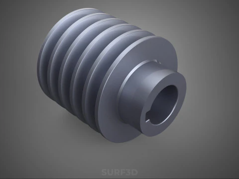 STANDARD 5 FIVE QUINTUPLE GROOVE TRACK PULLEY SHEAVE WHEEL BELT 3D Model