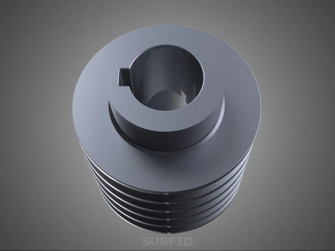 STANDARD 5 FIVE QUINTUPLE GROOVE TRACK PULLEY SHEAVE WHEEL BELT 3D Model