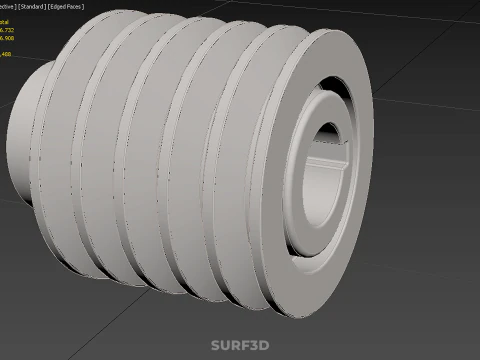 STANDARD 5 FIVE QUINTUPLE GROOVE TRACK PULLEY SHEAVE WHEEL BELT 3D Model