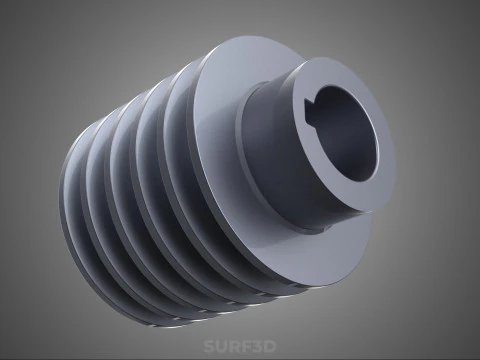 STANDARD 5 FIVE QUINTUPLE GROOVE TRACK PULLEY SHEAVE WHEEL BELT 3D Model